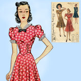 1930s Vintage Simplicity Sewing Pattern 3008 Misses Dress w Basque Waist Sz 35 B - Vintage4me2