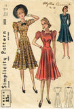 1930s Vintage Simplicity Sewing Pattern 3008 Misses Dress w Basque Waist Sz 35 B - Vintage4me2