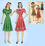 1930s Vintage Simplicity Sewing Pattern 3008 Misses Dress w Basque Waist Sz 35 B - Vintage4me2