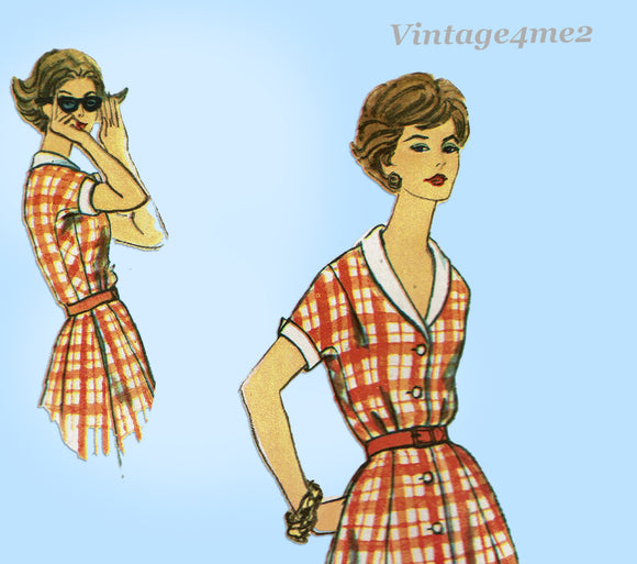 Simplicity 3013: 1950s Misses Casual Dress Size 39 Bust Vintage Sewing Pattern