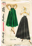 1940s Vintage Simplicity Sewing Pattern 3015 Uncut Misses Evening Skirt Sz 28 W