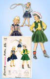 1940s Vintage Simplicity Sewing Pattern 3026 Toddler Girls 3 Pc Western Suit Sz6