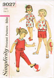 1950s Vintage Simplicity Sewing Pattern 3027 Toddler Girls Play Clothes Size 5