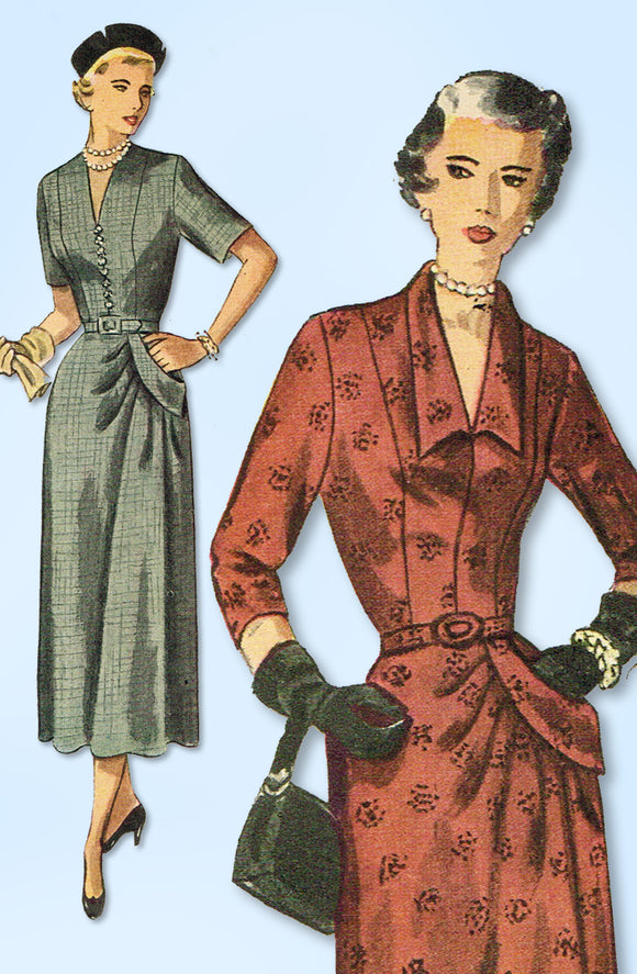 1940s Original Vintage Simplicity Pattern 3032 Uncut Misses Afternoon Dress 33B