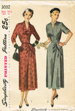 1940s Original Vintage Simplicity Pattern 3032 Uncut Misses Afternoon Dress 33B