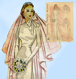 Simplicity 3043: 1930s Rare Misses Bridal Veil Sz 22 Head Vintage Sewing Pattern