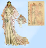 Simplicity 3043: 1930s Rare Misses Bridal Veil Sz 22 Head Vintage Sewing Pattern