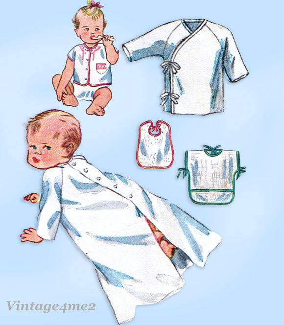 1940s Vintage Simplicity Sewing Pattern 3043 Sweet Baby Infant Layette Set ORIG