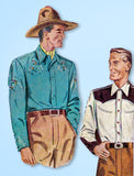 1940s Original Vintage Simplicity Pattern 3054 Men's Western Cowboy Shirt MED