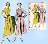 1940s Vintage Simplicity Sewing Pattern 3059 Uncut Misses Day Dress Sz 30 Bust