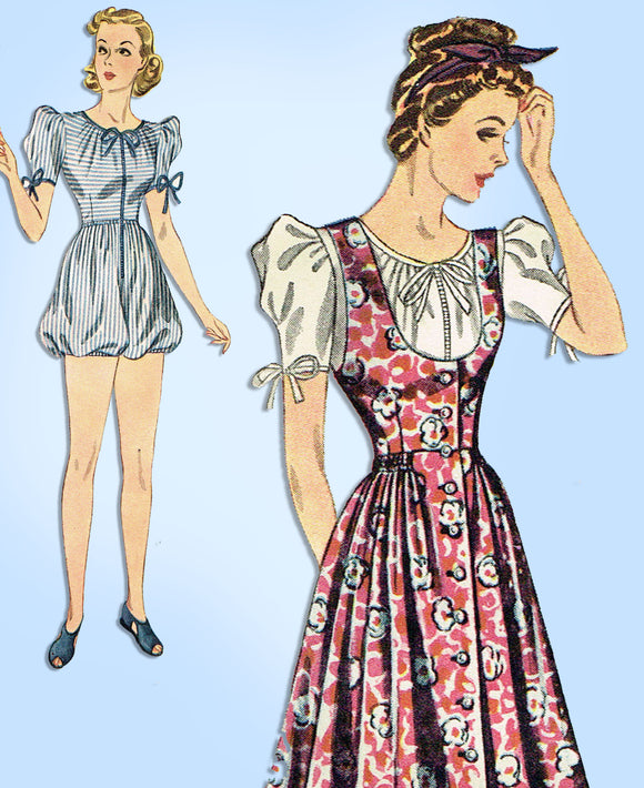 1930s Simplicity Sewing Pattern 3070 Uncut Misses Bubble Romper & Jumper Sz 33 B