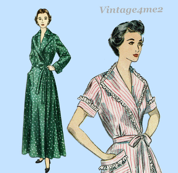 Simplicity 3072: 1950s Easy Misses Housecoat or Robe 37 B Vintage Sewing Pattern