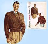 Simplicity 3074: 1940s Men's Lumber Jacket Sz 38-40 C Vintage Sewing Pattern