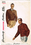 Simplicity 3074: 1940s Men's Lumber Jacket Sz 38-40 C Vintage Sewing Pattern