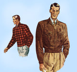 Simplicity 3074: 1940s Men's Lumber Jacket Sz 38-40 C Vintage Sewing Pattern