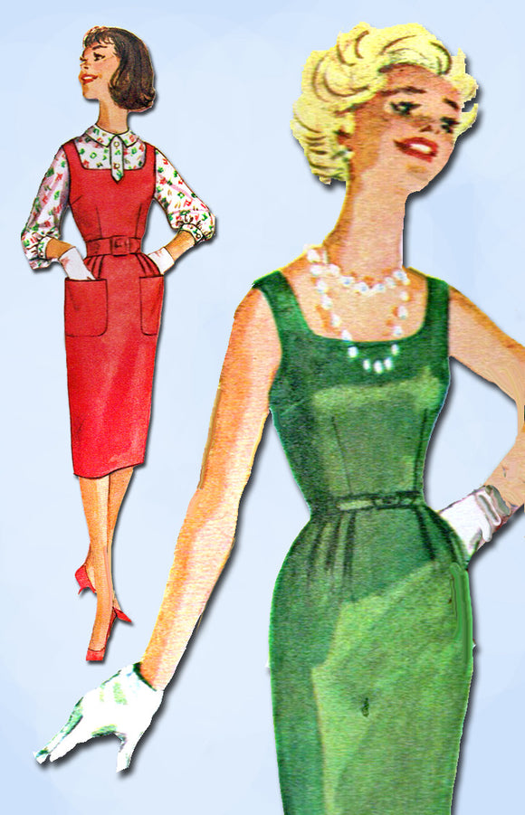 1950s Vintage Simplicity Sewing Pattern 3077 Uncut Misses Wiggle Dress Size 11