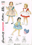 1940s VTG Simplicity Sewing Pattern 3084 Baby Girls Bluebird Pinafore Dress Sz 1
