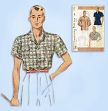 1930s ORIG Vintage Simplicity Sewing Pattern 3089 Men's Casual Shirt Size Small