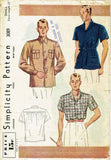1930s ORIG Vintage Simplicity Sewing Pattern 3089 Men's Casual Shirt Size Small