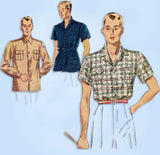 1930s ORIG Vintage Simplicity Sewing Pattern 3089 Men's Casual Shirt Size Small