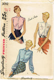1940s Vintage Simplicity Sewing Pattern 3092 Uncut Misses Easy Blouse Sz 14 32B