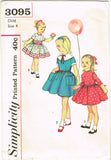 Simplicity 3095: 1950s Sweet Toddler Girls Dress Vintage Sewing Pattern - Size 4