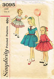Simplicity 3095: 1950s Sweet Toddler Girls Dress Vintage Sewing Pattern - Size 6