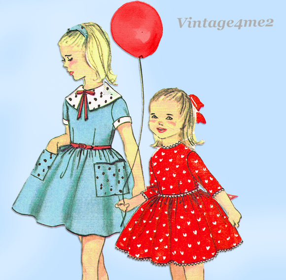 Simplicity 3095: 1950s Sweet Toddler Girls Dress Vintage Sewing Pattern