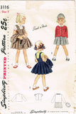 1940s Vintage Simplicity Sewing Pattern 3116 Easy Smart Toddler Girls Suit Sz 5
