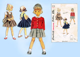 1940s Vintage Simplicity Sewing Pattern 3116 Easy Smart Toddler Girls Suit Sz 5