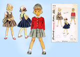 1940s Vintage Simplicity Sewing Pattern 3116 Easy Smart Toddler Girls Suit Sz 6