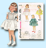 1940s Vintage Simplicity Sewing Pattern 3118 Toddler Girls Tucked Dress Size 2
