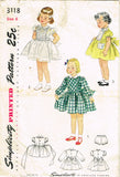 1940s Vintage Simplicity Sewing Pattern 3118 Toddler Girls Tucked Dress Size 6