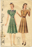 1930s Vintage Simplicity Sewing Pattern 3136 Misses Feminine Dress Size 32 Bust