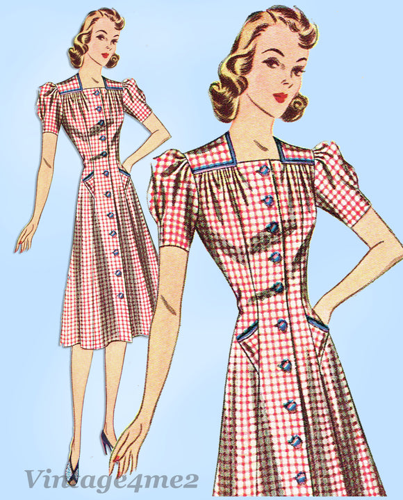 Simplicity 3142: 1940s Misses WWII Princess Dress Sz 30 B Vintage Sewing Pattern - Vintage4me2