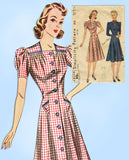 Simplicity 3142: 1940s Misses WWII Princess Dress Sz 34 B Vintage Sewing Pattern - Vintage4me2