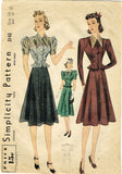 1940s Vintage Simplicity Sewing Pattern 3143 Misses 2 Pc Peplum Dress Size 34 B -Vintage4me2