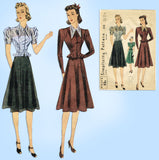 1940s Vintage Simplicity Sewing Pattern 3143 Misses 2 Pc Peplum Dress Size 34 B -Vintage4me2