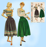 Simplicity 3145: 1950s Misses Skirt & Peasant Blouse Sz 30 B Vintage Sewing Pattern - Vintage4me2