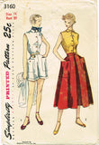 1950s Vintage Simplicity Sewing Pattern 3160 Misses Shorts Blouse & Skirt Sz 32B