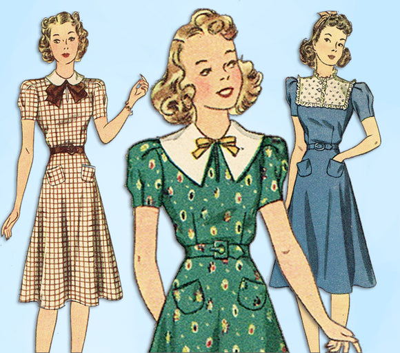 1930s Vintage Simplicity Sewing Pattern 3174 Junior Misses Dress 32 B ...