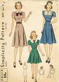 1930s Vintage Simplicity Sewing Pattern 3174 Junior Misses Street Dress Sz 32 B - Vintage4me2