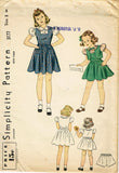 Simplicity 3177: 1930s Uncut Girls Jumper Dress Size 8 Vintage Sewing Pattern