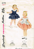 1950s Vintage Simplicity Sewing Pattern 3179 Toddler Girls Party Dress Size 7