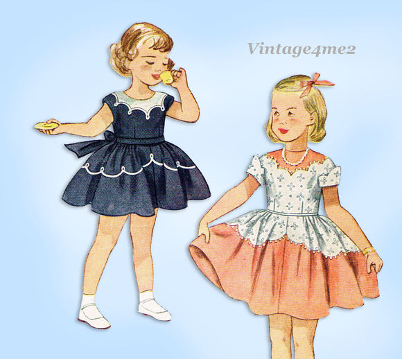 1950s Vintage Simplicity Sewing Pattern 3179 Uncut Toddler Girls Party Dress Size 4