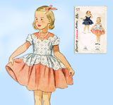 1950s Vintage Simplicity Sewing Pattern 3179 Toddler Girls Party Dress Size 3
