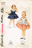 1950s Vintage Simplicity Sewing Pattern 3179 Toddler Girls Party Dress Size 3