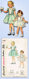 1950s Vintage Simplicity Sewing Pattern 3180 Toddler Girls Tucked Dress Size 1