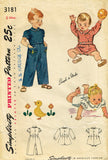 1950s Vintage Simplicity Sewing Pattern 3181 Baby Boys Romper or Coveralls Sz 6 mos - Vintage4me2