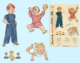 1950s Vintage Simplicity Sewing Pattern 3181 Baby Boys Romper or Coveralls Sz 6 mos - Vintage4me2